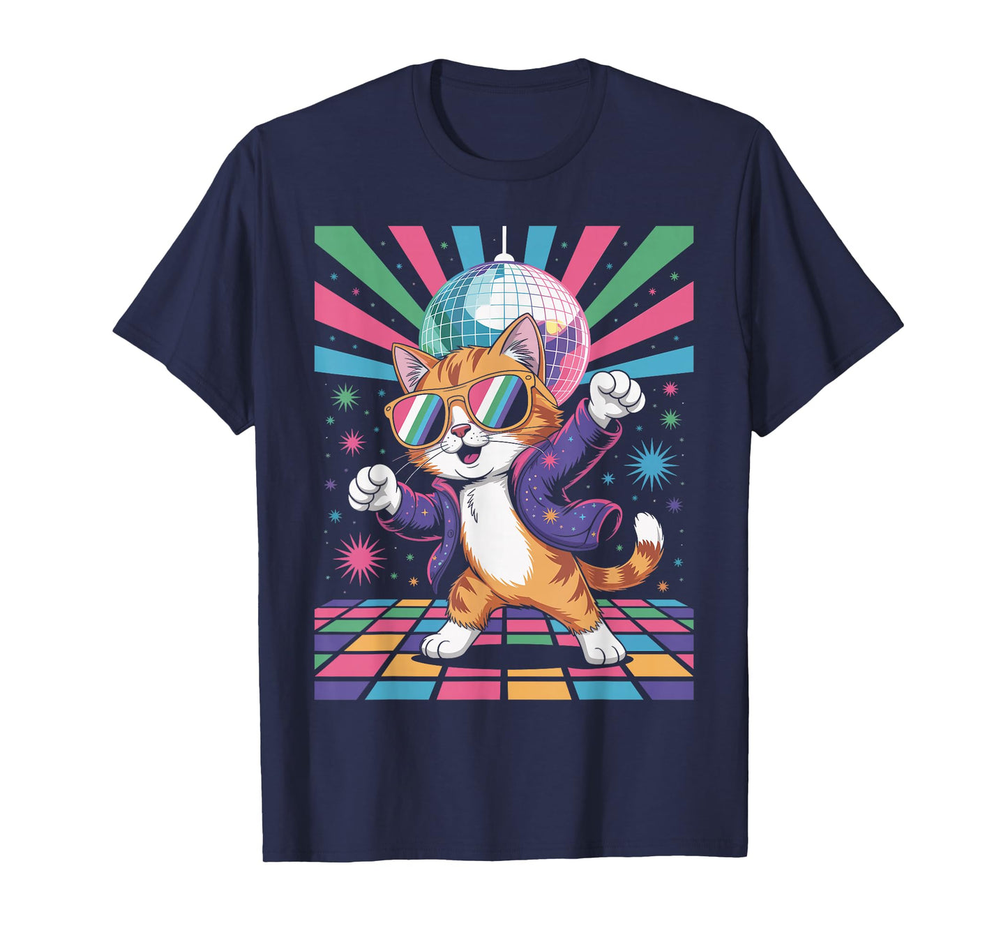 Cool Dancing Disco Cat 70s 80s Retro Style Funky Animals T-Shirt