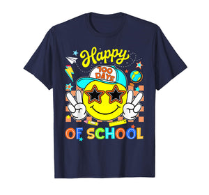 Happy 100th Day of School Smile Face Boy Teacher Sunglasses T-Shirt