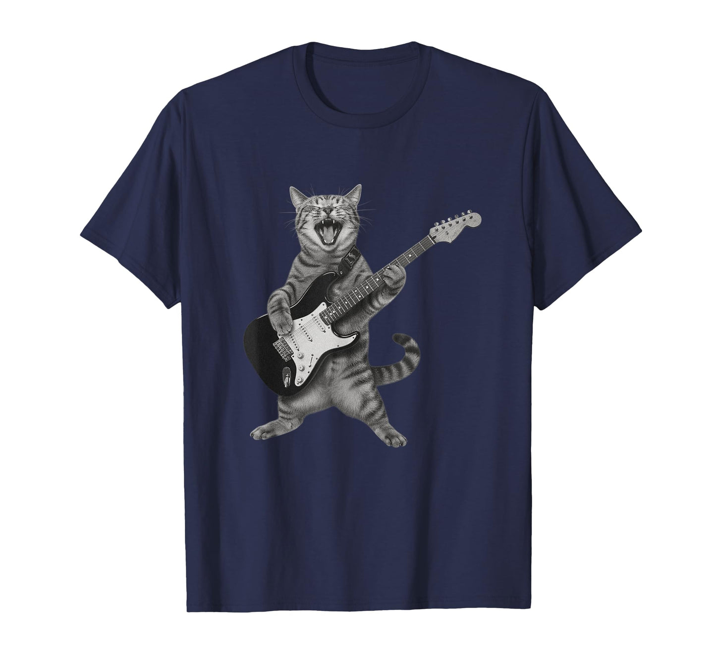 Guitarist Cat Playing Guitar Rock Music Musician Men Women T-Shirt