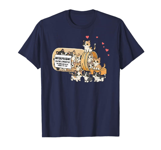 Funny Cat Anti Depressant Mom Dad Kids T-Shirt