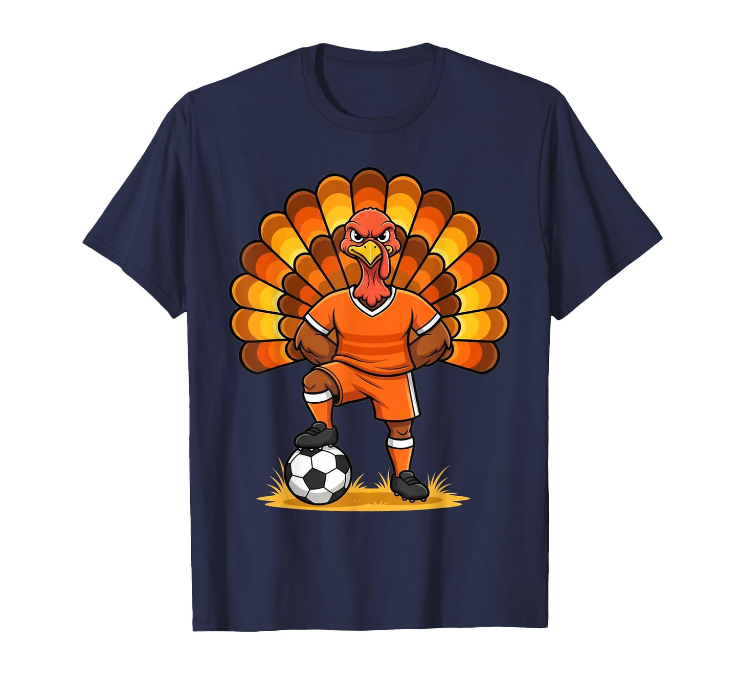 Kids Fall Boys Thanksgiving Soccer Turkey Men Ball Family T-Shirt