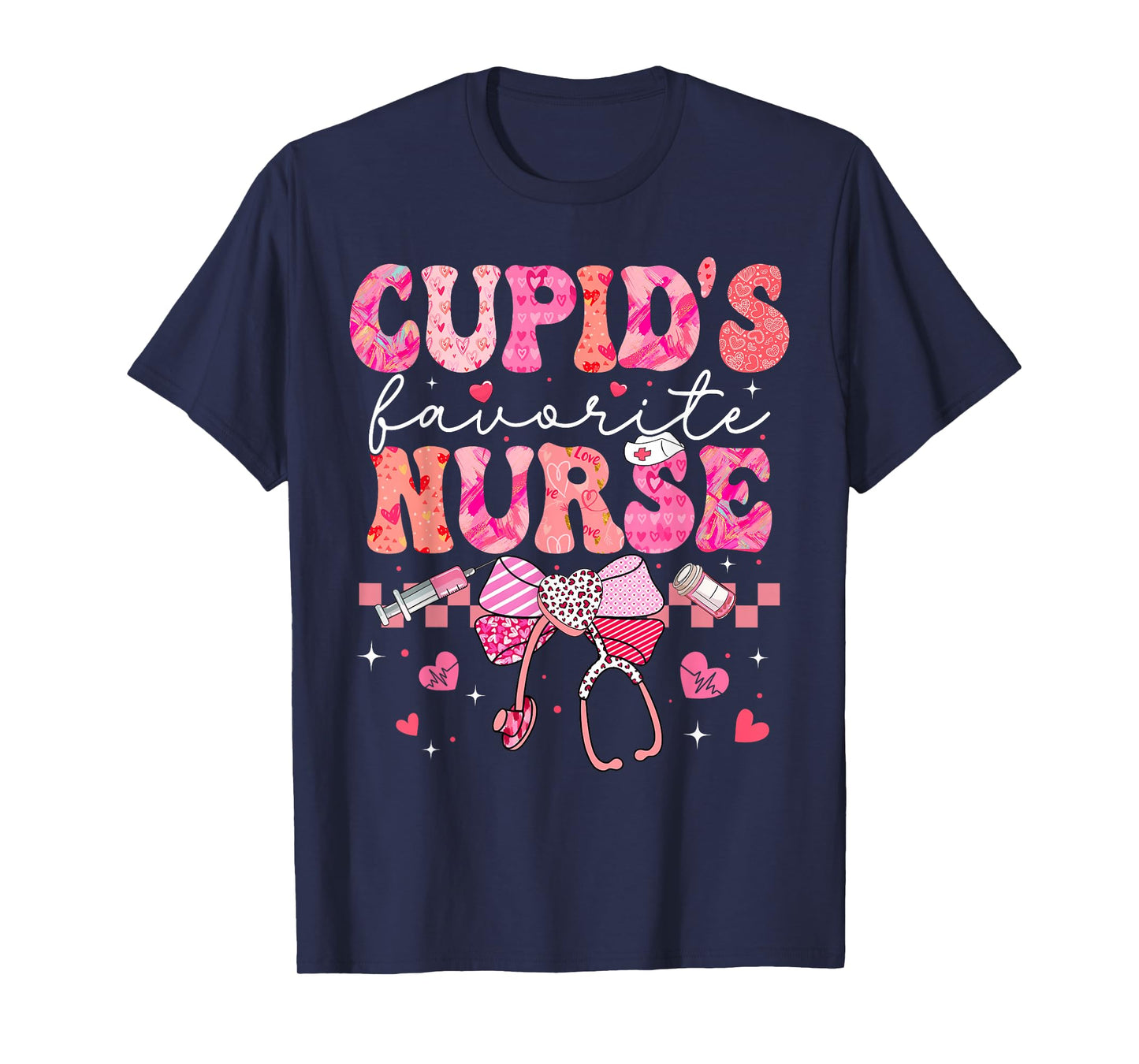 Valentines Day Cupid’s Favorite Nurse Heart Girl Women T-Shirt