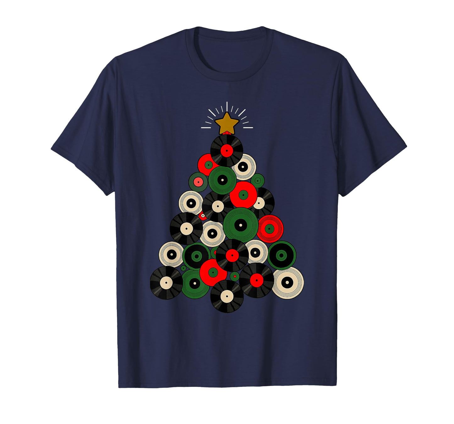 Vinyl Record Christmas Tree Men Boys Cool Holiday T-Shirt