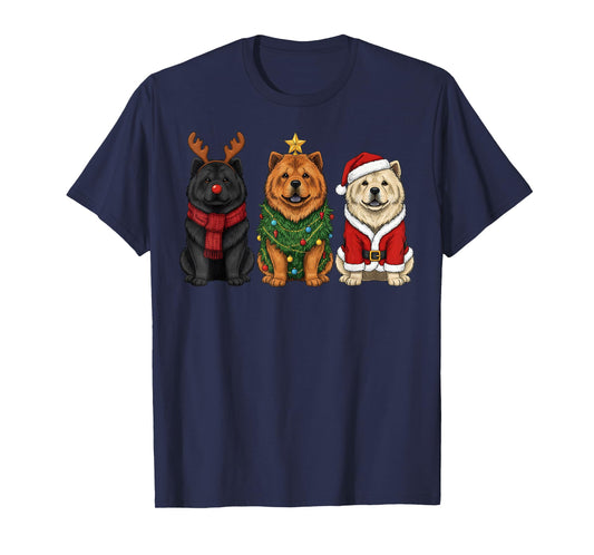 Retro Christmas Chow Chow Santa Reindeer Dog Lover T-Shirt