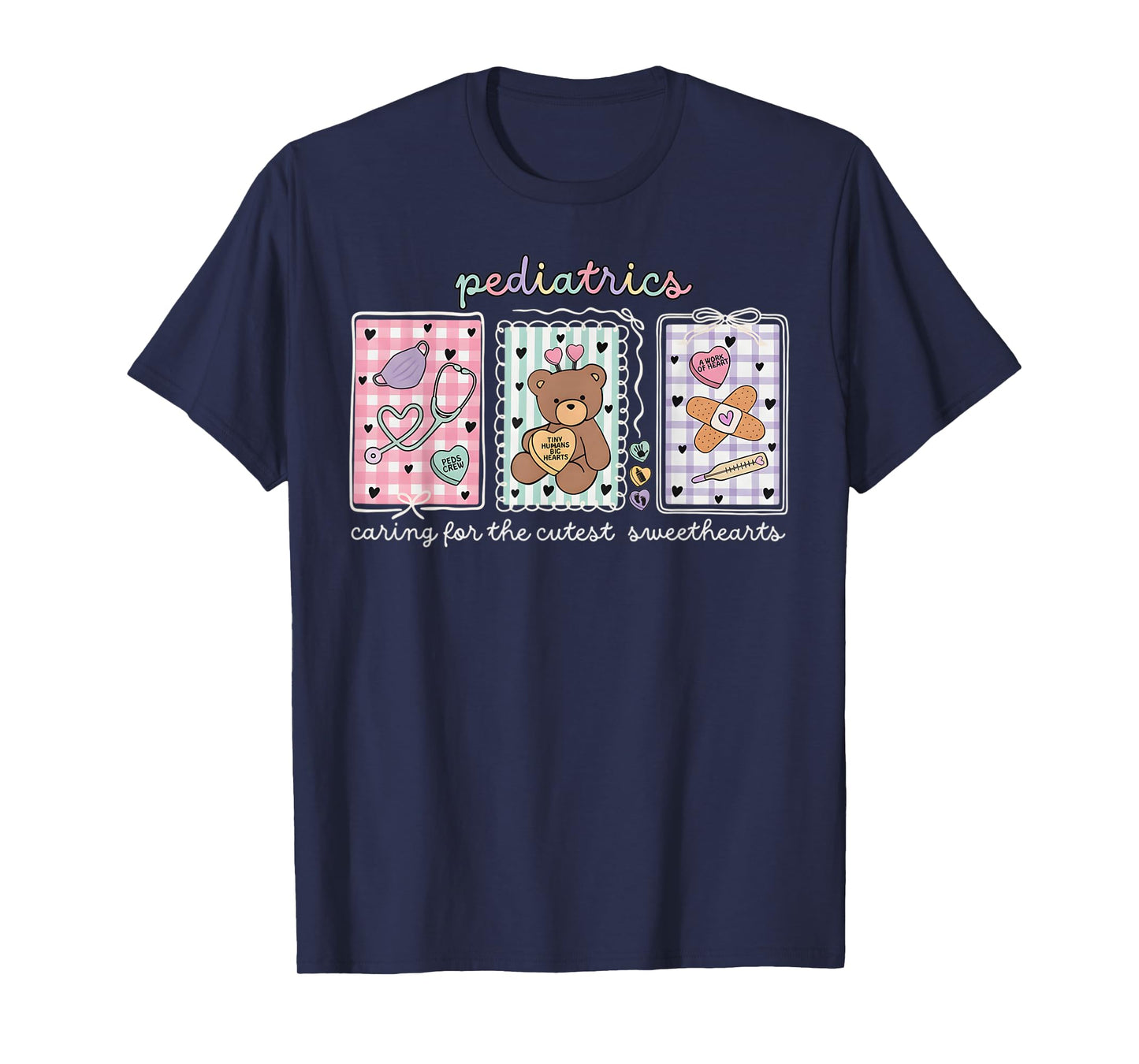 Pediatrics Valentines Day PEDS Nurse Stamp Bear V-Day Work P T-Shirt