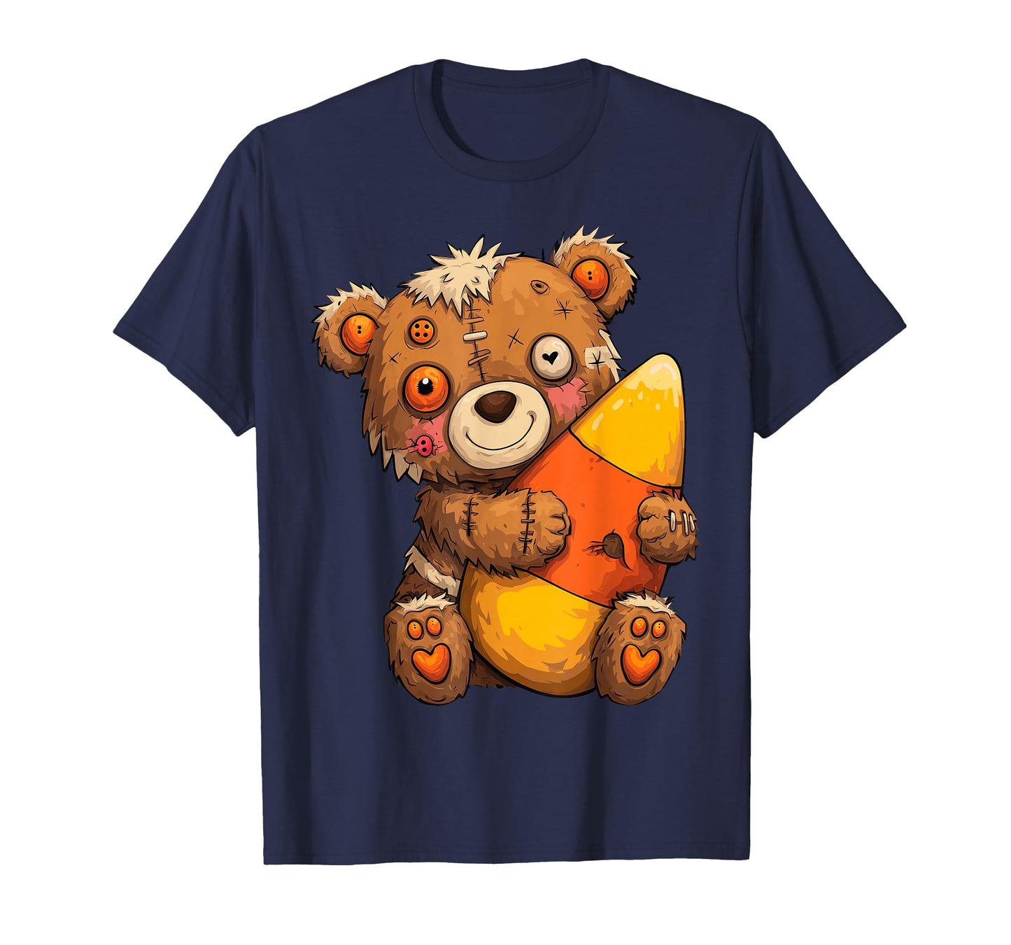 Zombie Bear Hugging A Big Candy Corn Halloween T-Shirt