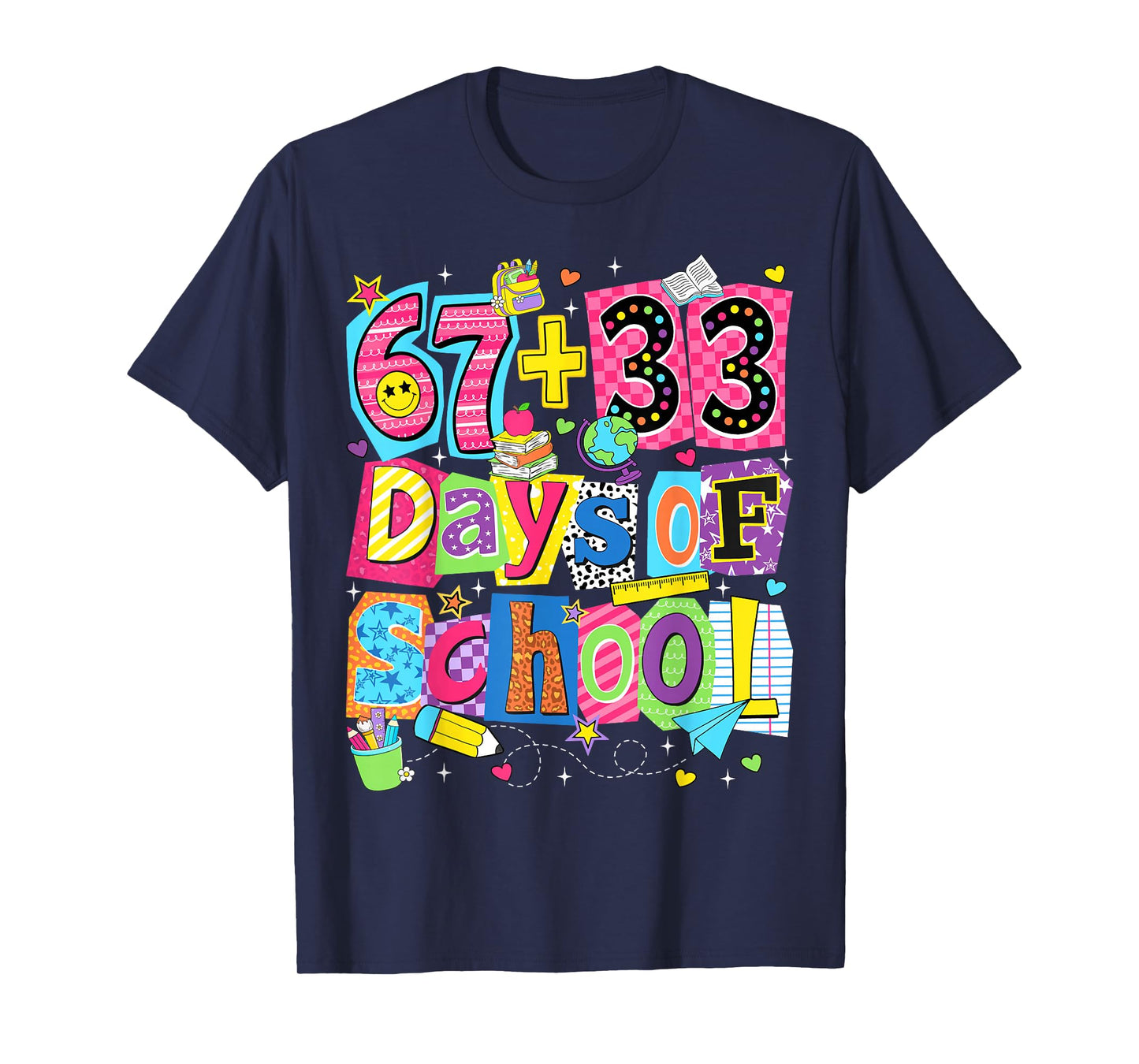 Happy 67 33 Days of School 100 Days of School Boy Girl Kid T-Shirt