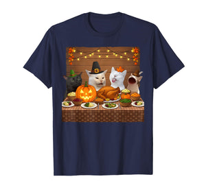 Thanksgiving Cats Dinner Feast Vintage Meme Men Women Kids T-Shirt