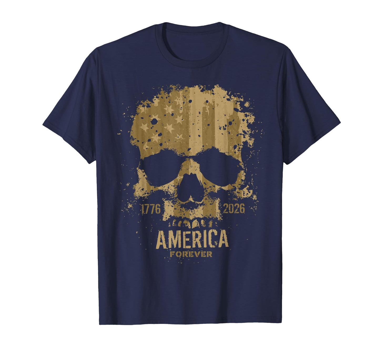 Skull USA Birthday Rugged Grunge 250 Quarter Millennium Men T-Shirt