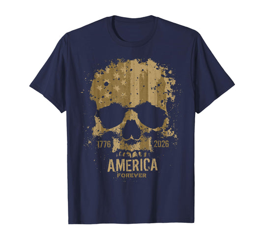 Skull USA Birthday Rugged Grunge 250 Quarter Millennium Men T-Shirt