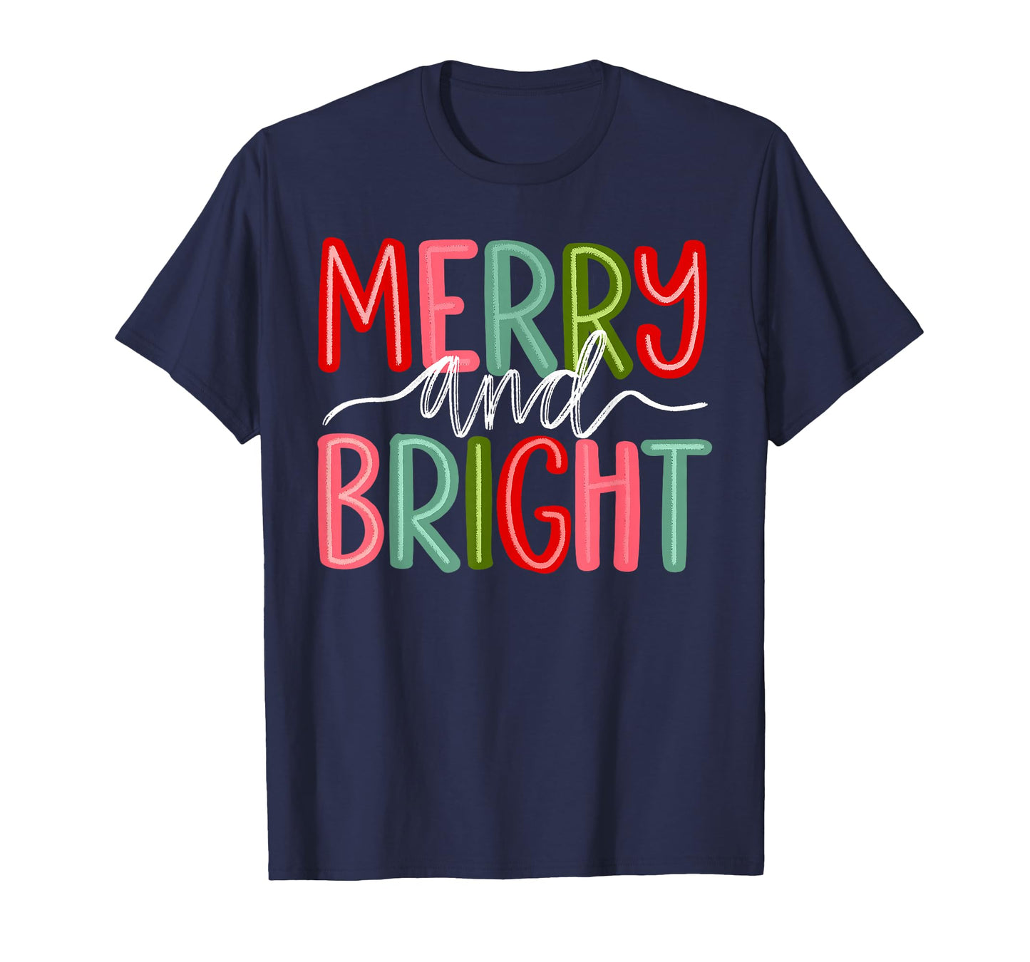 Retro Merry and Bright Christmas Holiday Xmas Family Pajamas T-Shirt