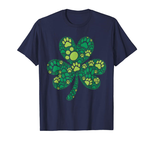 Dog Paw Irish Lucky Green Shamrock Clover St Patrick's Day T-Shirt