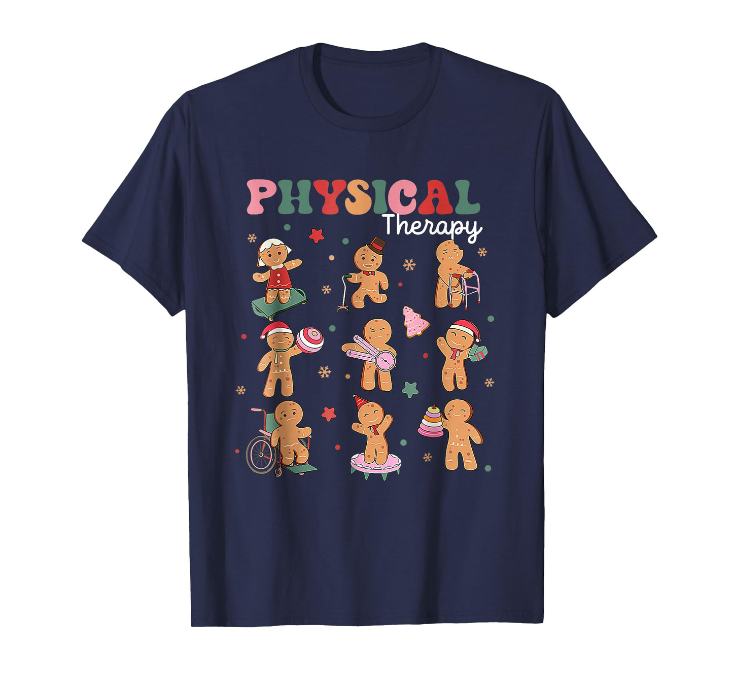 Retro Physical Therapy Gingerbread Christmas PT Funny Xmas T-Shirt