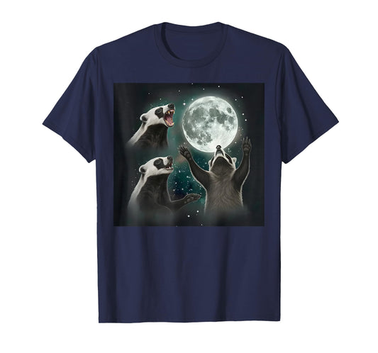 Three Honey Badger Howling at Moon Funny Weird T-Shirt