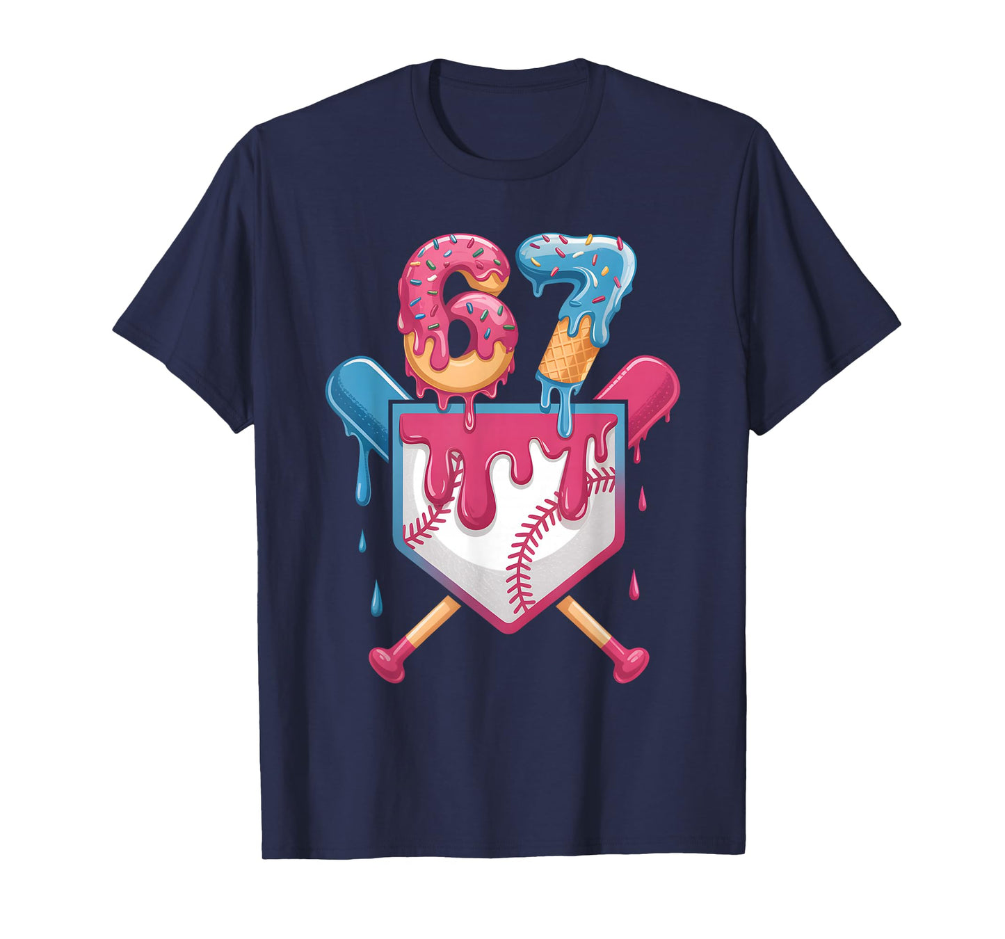 67 Ice Cream Drip Meme Six Seven Pride 6 7 Ice Cream Drip T-Shirt
