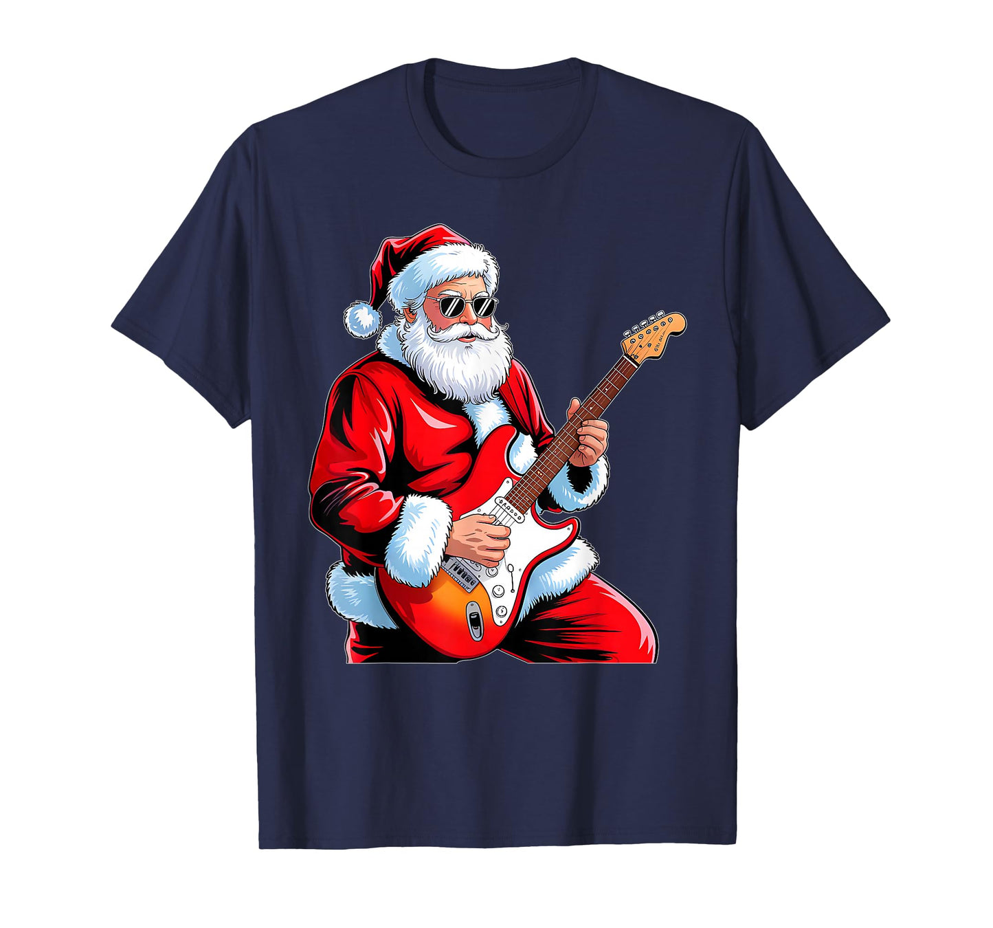 Rock Guitar Santa Claus Playing Guitar Christmas Men Boys T-Shirt