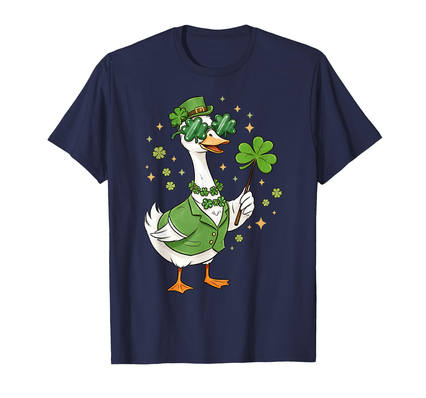 Lucky Irish Shamrock Leprechaun Silly Goose St Patricks Day T-Shirt