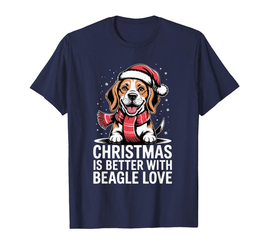 Funny Puppy Dog Xmas Christmas is Better with Beagle Love T-Shirt