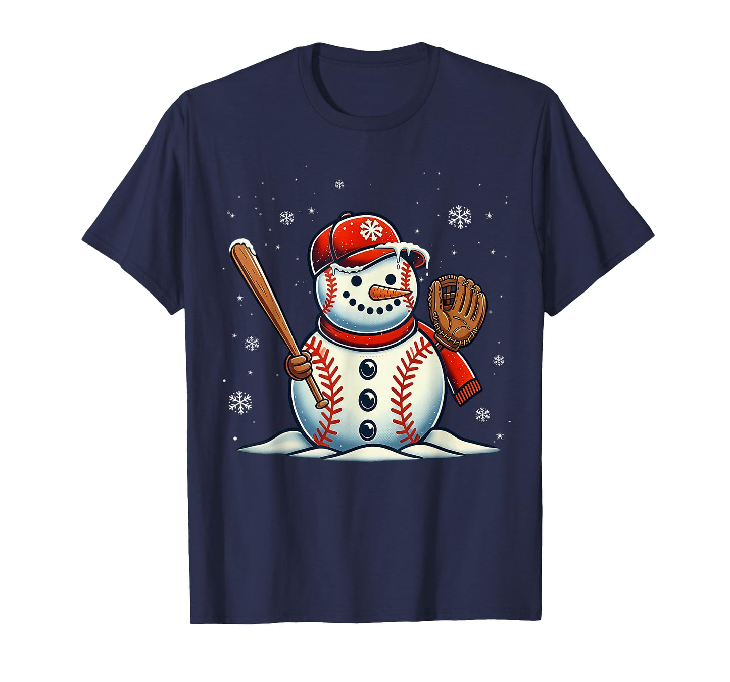 Christmas Baseball Snowman Boys Baseball Christmas Women Men T-Shirt