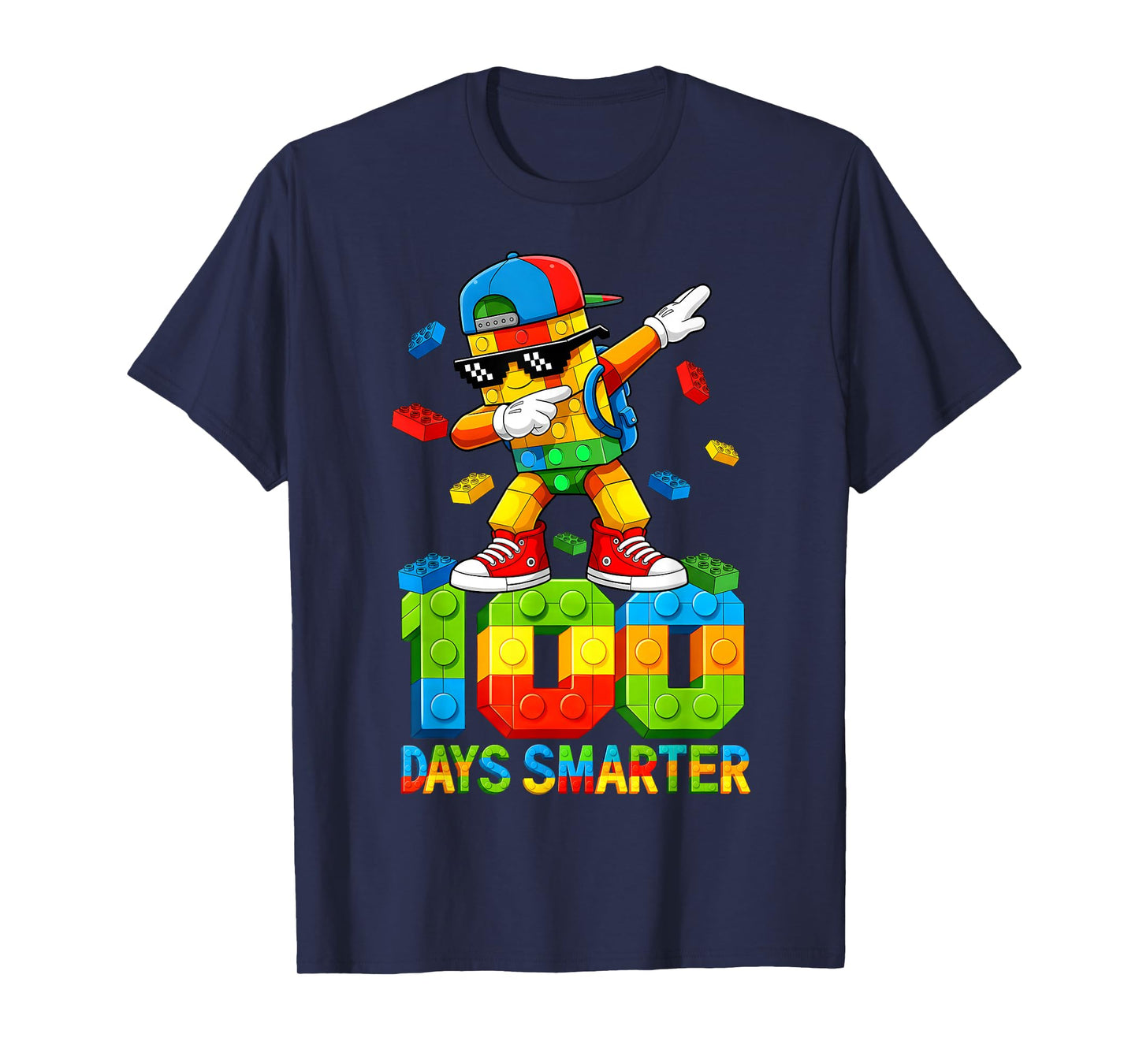 Dab Blocks Bricks Building 100 Days of School Smarter Boys T-Shirt