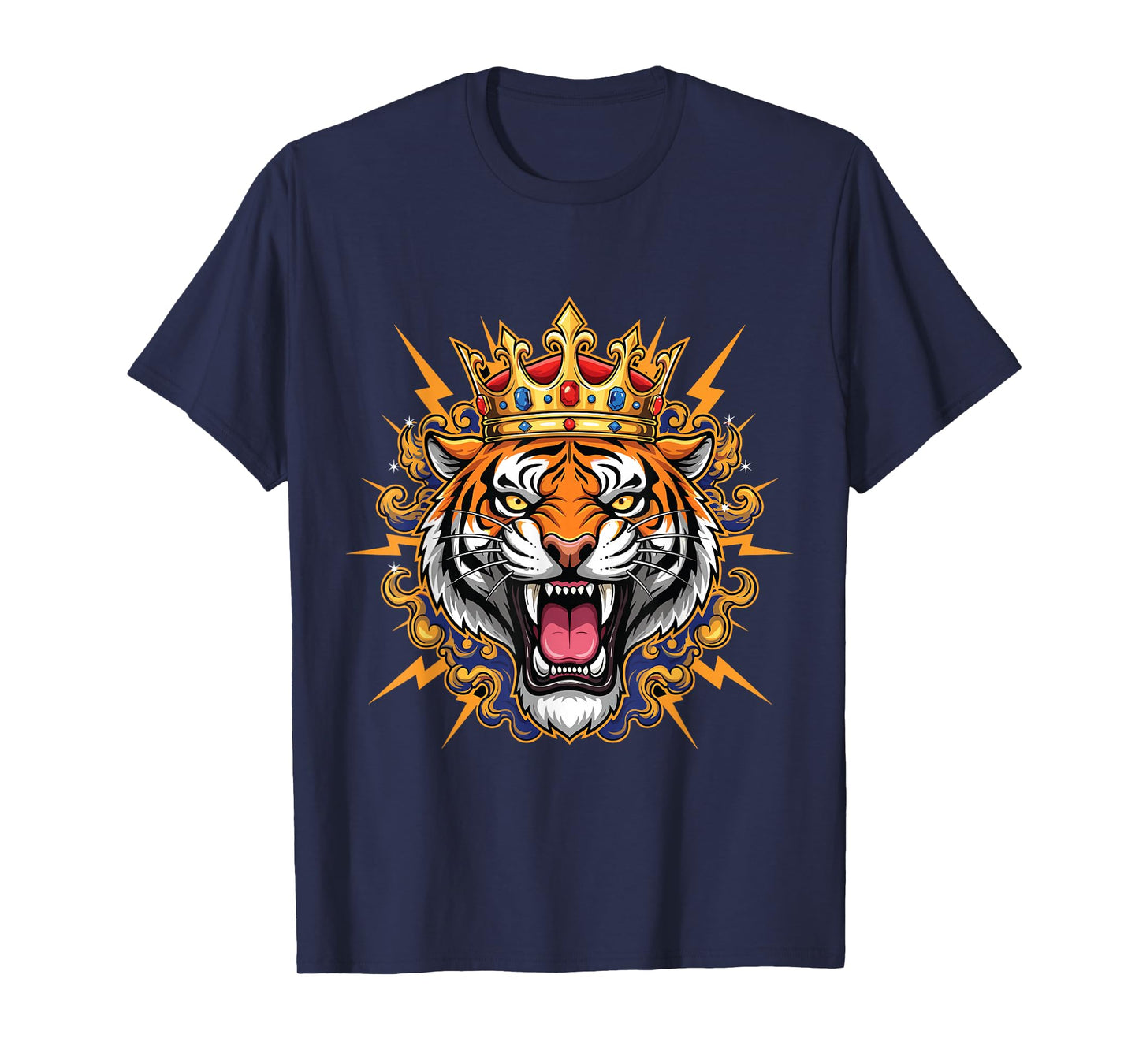 King Tiger Shirt Crown Roaring Animal Lovers T-Shirt
