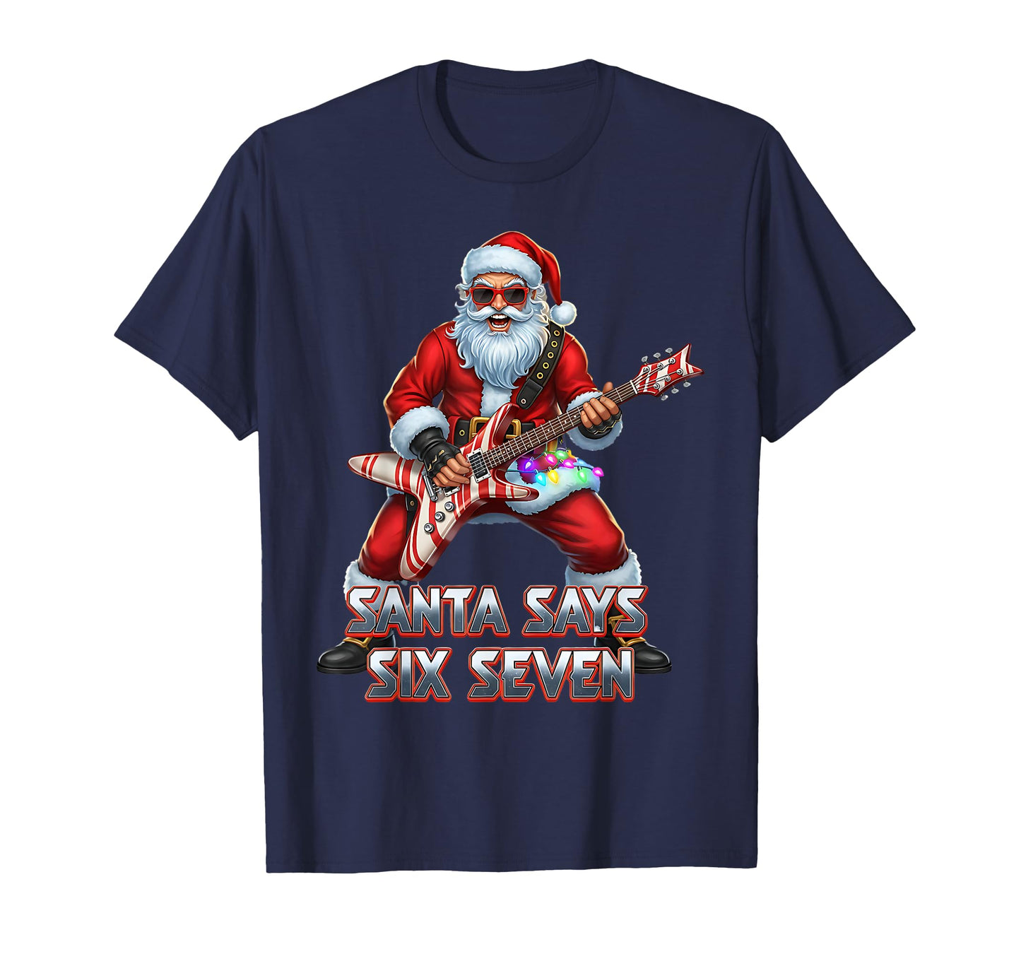 Funny Six Seven Christmas 6-7 Meme Santa 6 7 Santa Says 67 T-Shirt