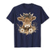 Highland Cow with Bow Flowers Cute Floral Cow Girls Women T-Shirt