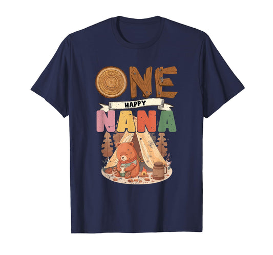 One Happy Nana Camper 1St Birthday Camping Bear T-Shirt