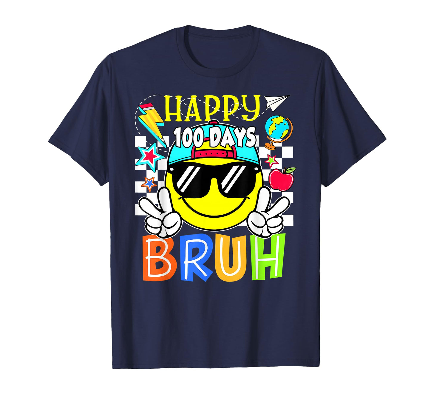 Funny 100 Days of School 100th Day Smile Groovy Face Kids T-Shirt