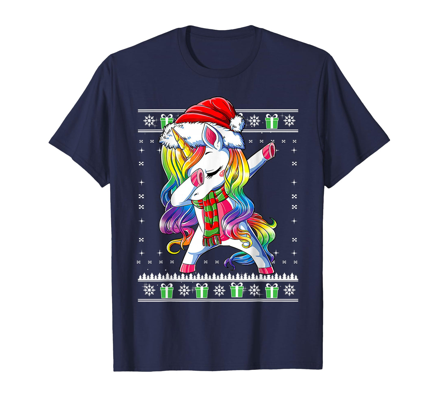 Dabbing Unicorn Santa Sweater Christmas Ugly Kids Girls T-Shirt