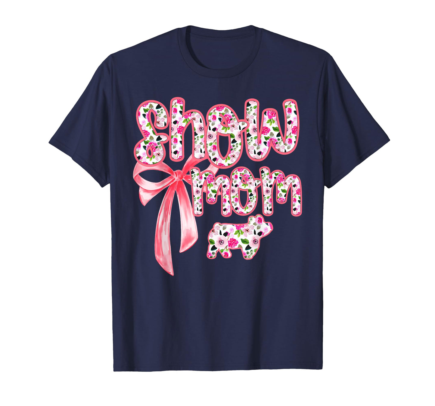 Show Mom Coquette Livestock Floral Stock Show Pig Mama T-Shirt