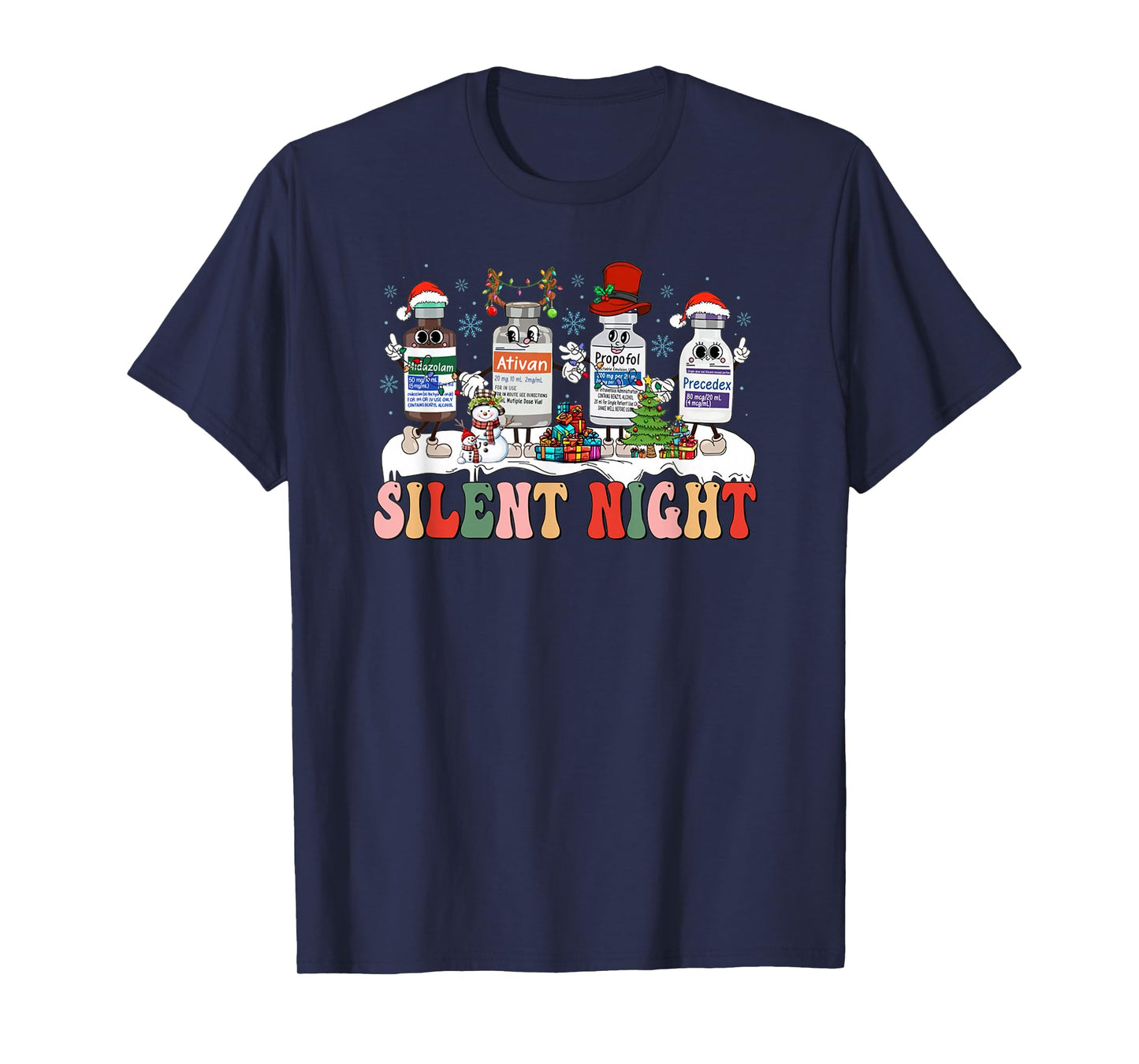 Retro Propofol Silent Night ICU Nurses Funny Merry Christmas T-Shirt