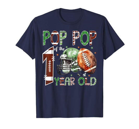 Pop Pop of The 1 Year Old Football Lover 1st Birthday Boy T-Shirt