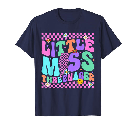 Funny Threenager Happy 3rd Bday Party Gifts 3 Years Old Girl T-Shirt