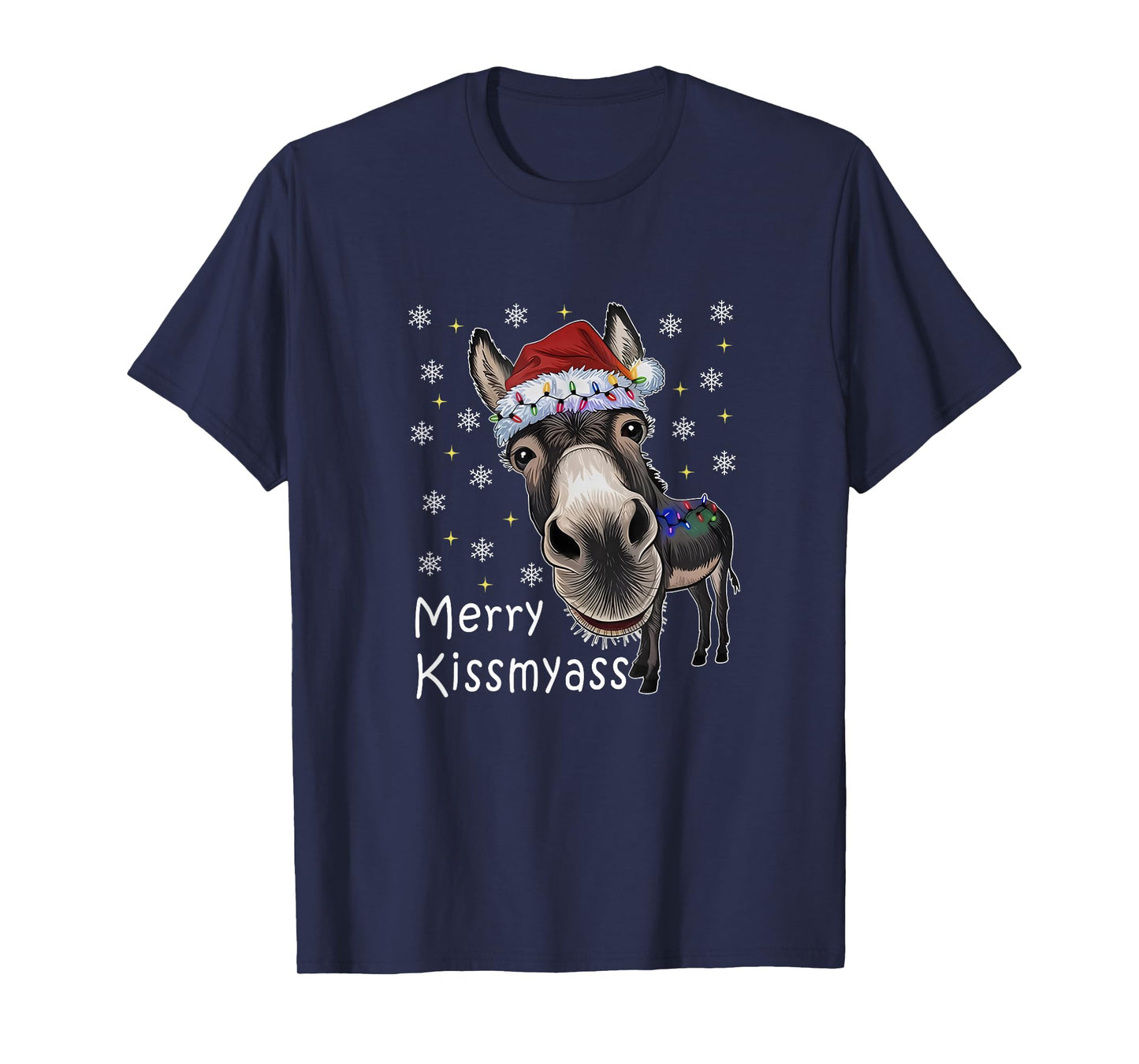 Merry KissMyAss Donkey Sarcastic Xmas Funny Christmas T-Shirt