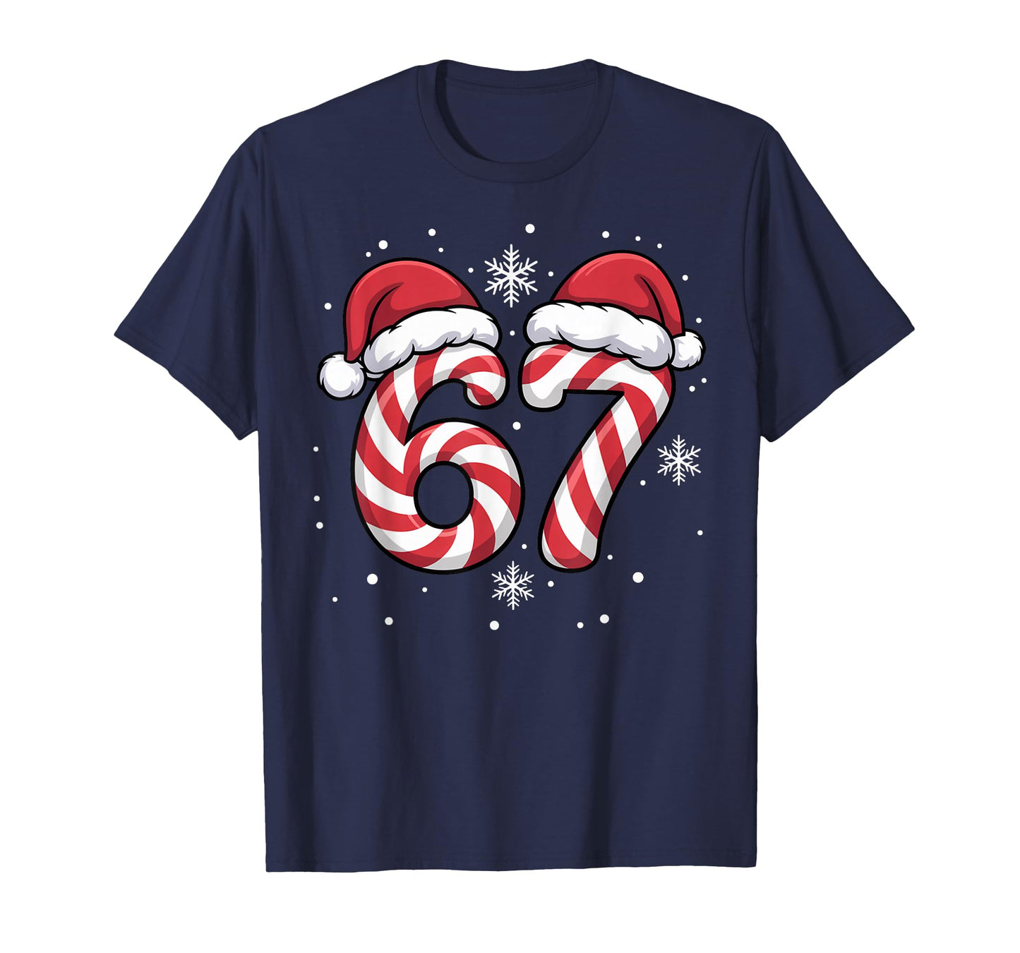 Viral 67 Candy Canes Santa Funny Holiday Kids Humor T-Shirt