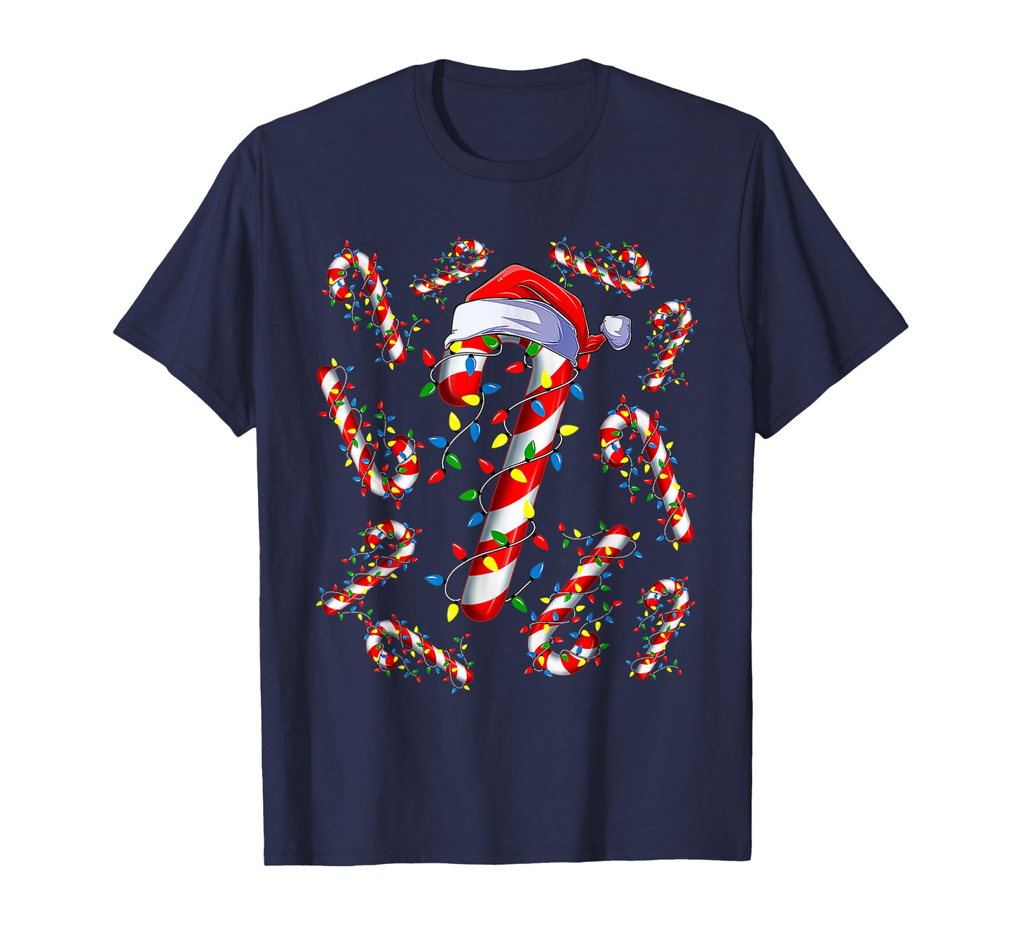 Christmas Candy Cane Santa Xmas Kids Toddler Youth Women Men T-Shirt