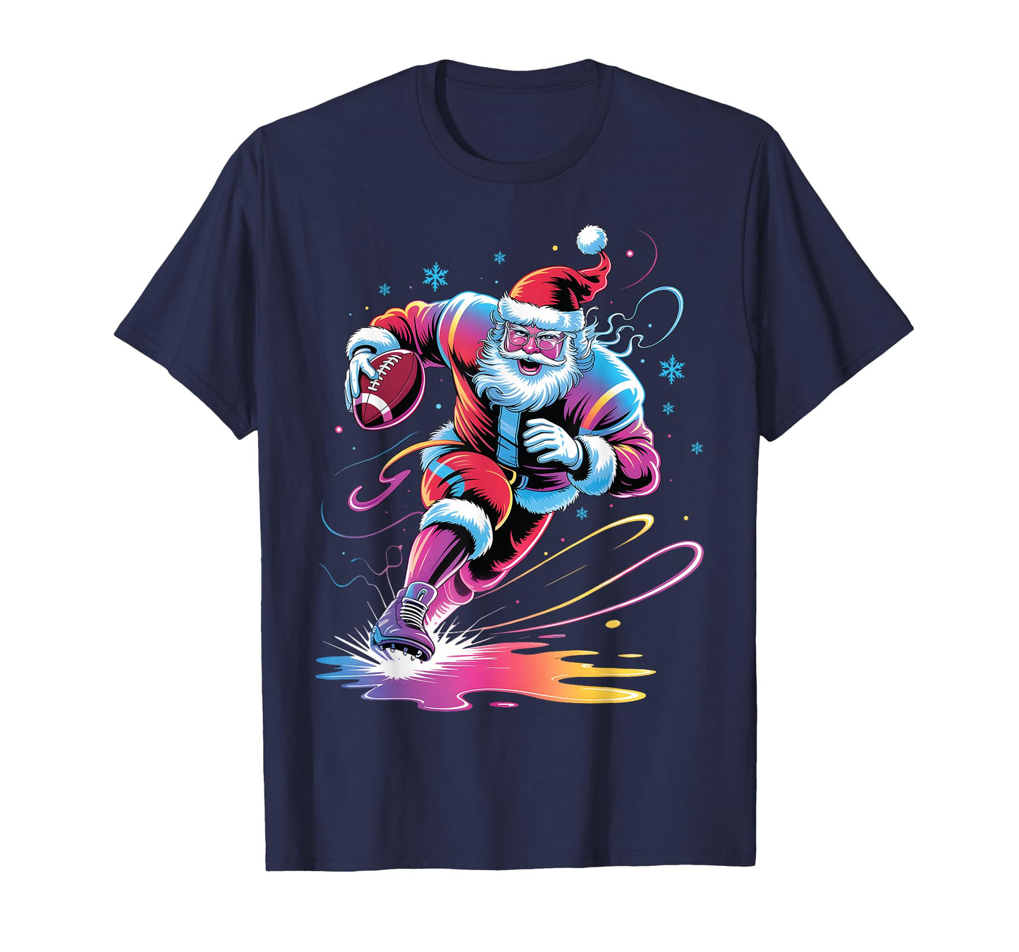 Santa Playing Football Christmas Men Boys Kid Football Lover T-Shirt