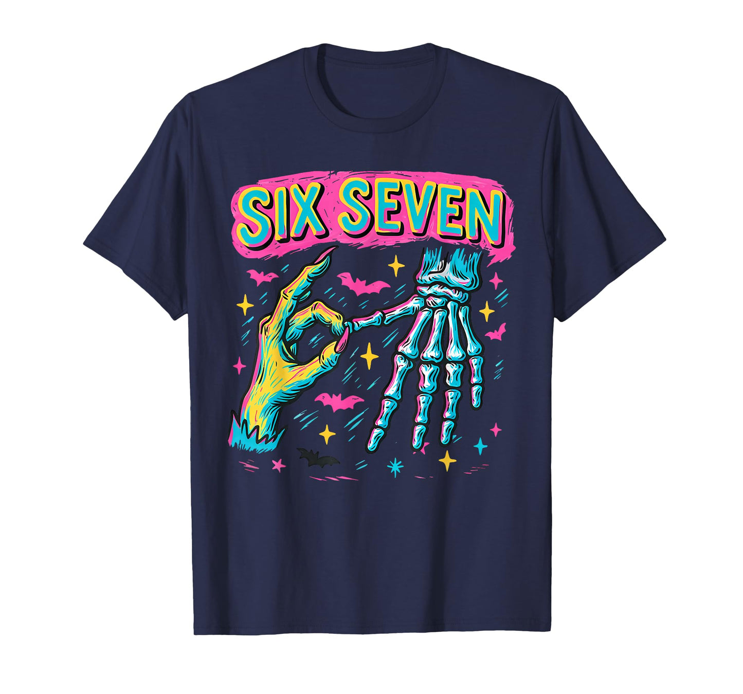 Six Seven 67 Hand Sign Skeleton Halloween Costume Men Women T-Shirt