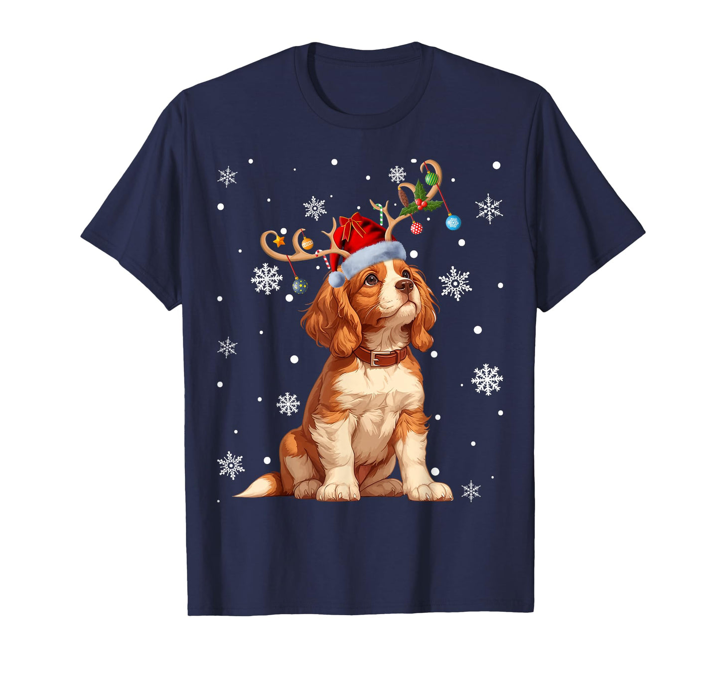Christmas Balls Lights Cavalier King Charles Spaniel Xmas T-Shirt