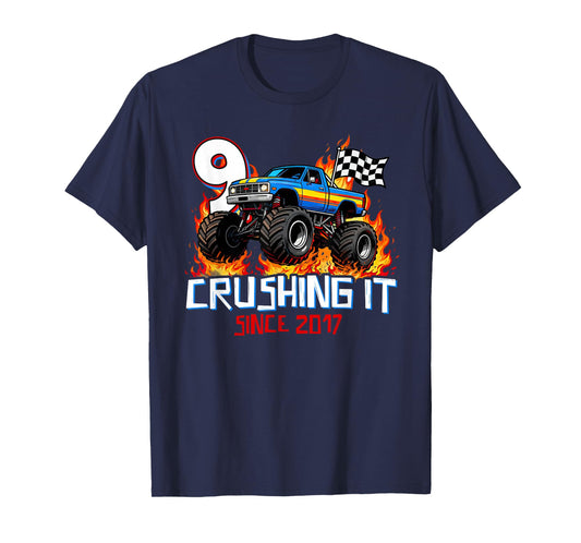 Crushing It Since 2017 Nine 9th Birthday Boys 9 Years Old T-Shirt