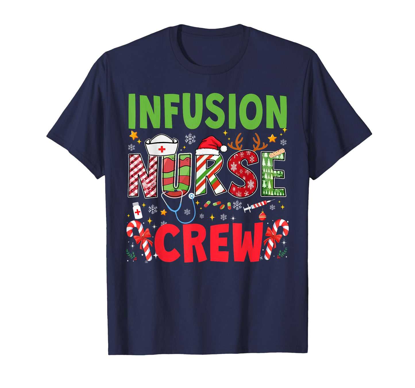 Infusion Nurse Christmas Crew Funny Xmas Nurses Group Pajama T-Shirt