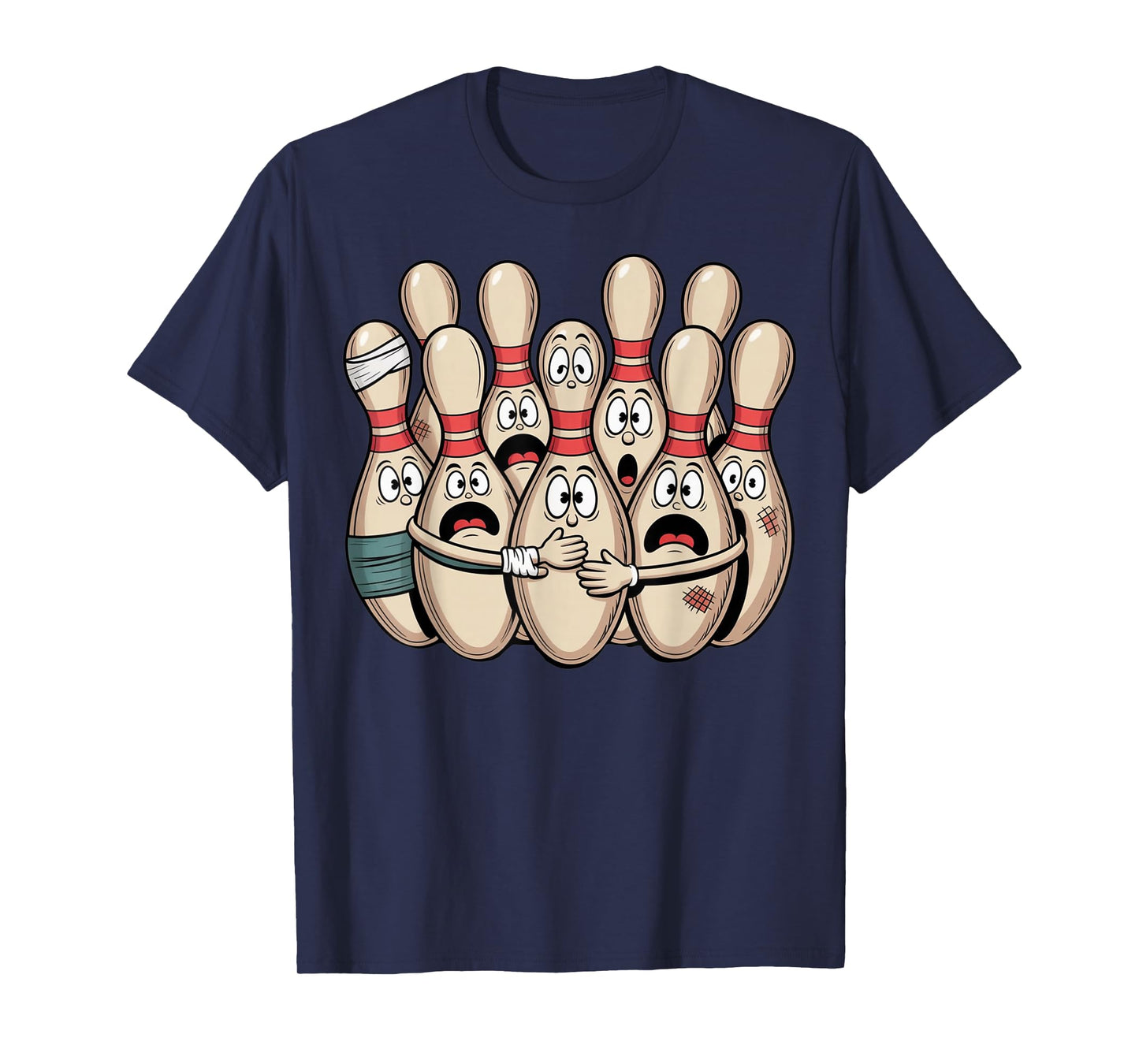 Vintage Scared Bowling Cartoon Funny Bowler League T-Shirt