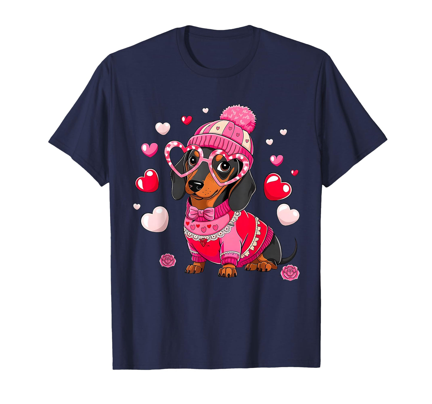 Cute Dachshund Valentine's Day Heart Lover Dog Mom Women T-Shirt