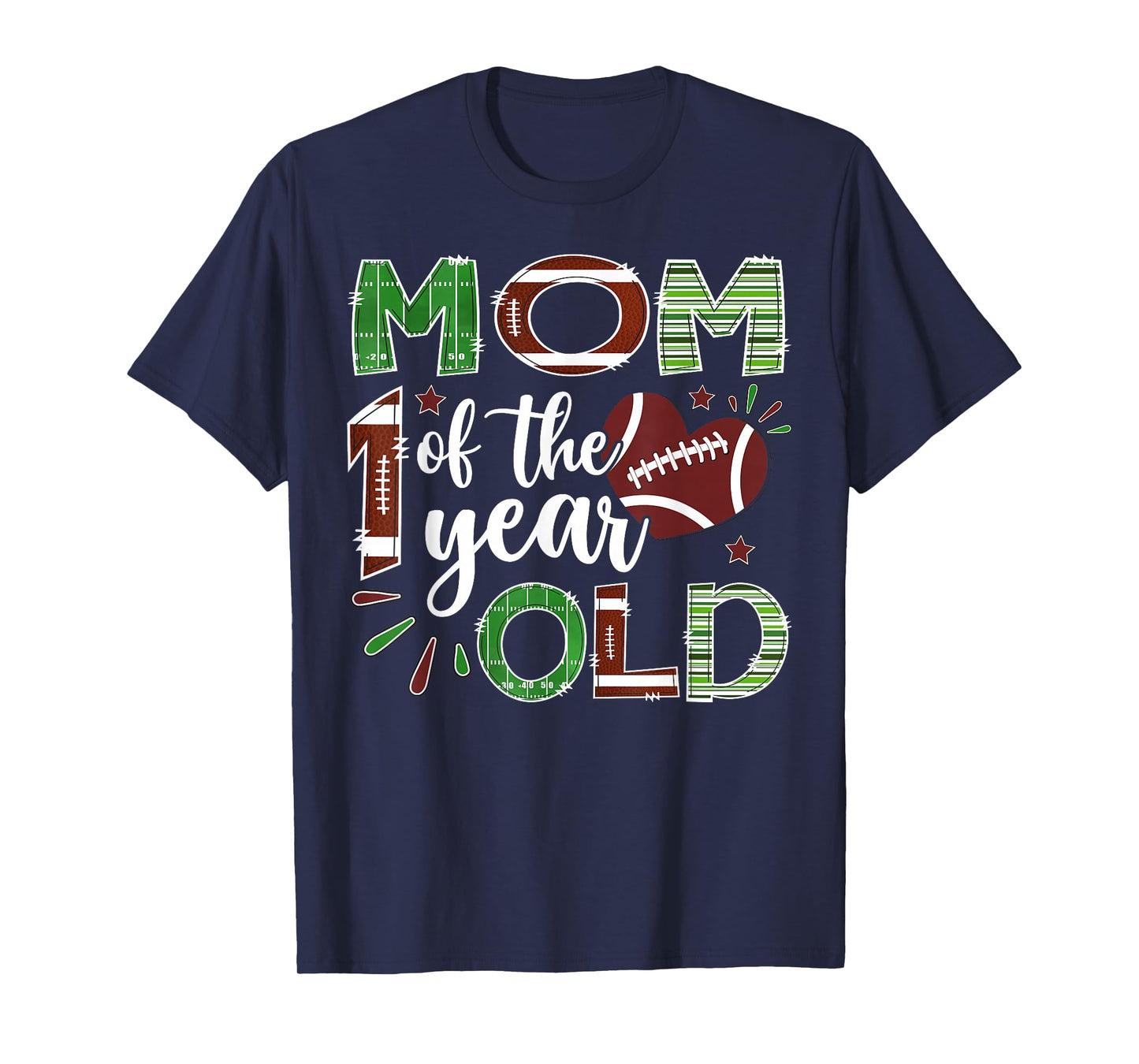 Mom of The 1 Year Old Football First Birthday Boy Matching T-Shirt