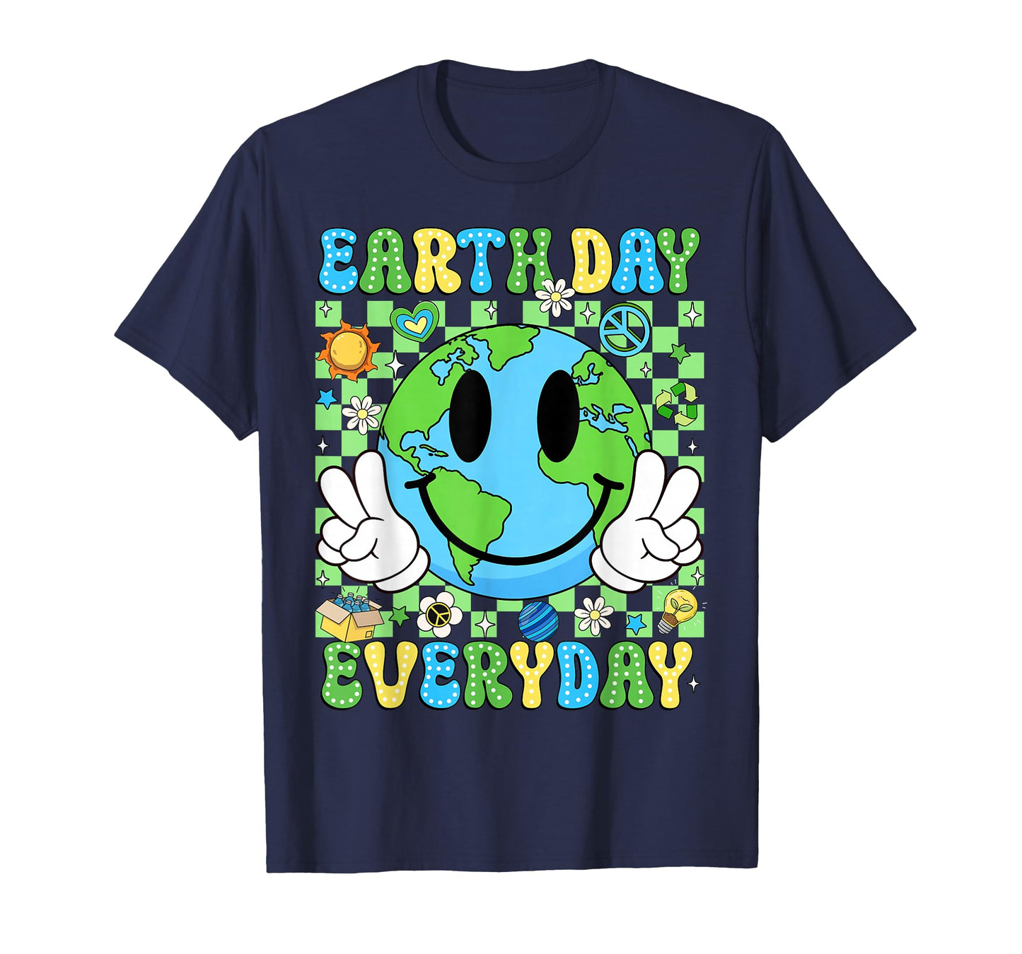 Earth Day Everyday Funny Smile Face Earth Boys Kids Toddlers T-Shirt
