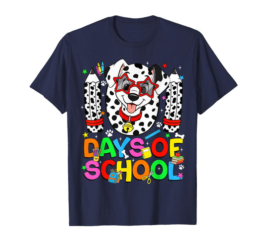 100 Days of School Dalmatian Dog Boy Kid 100th Day of School T-Shirt