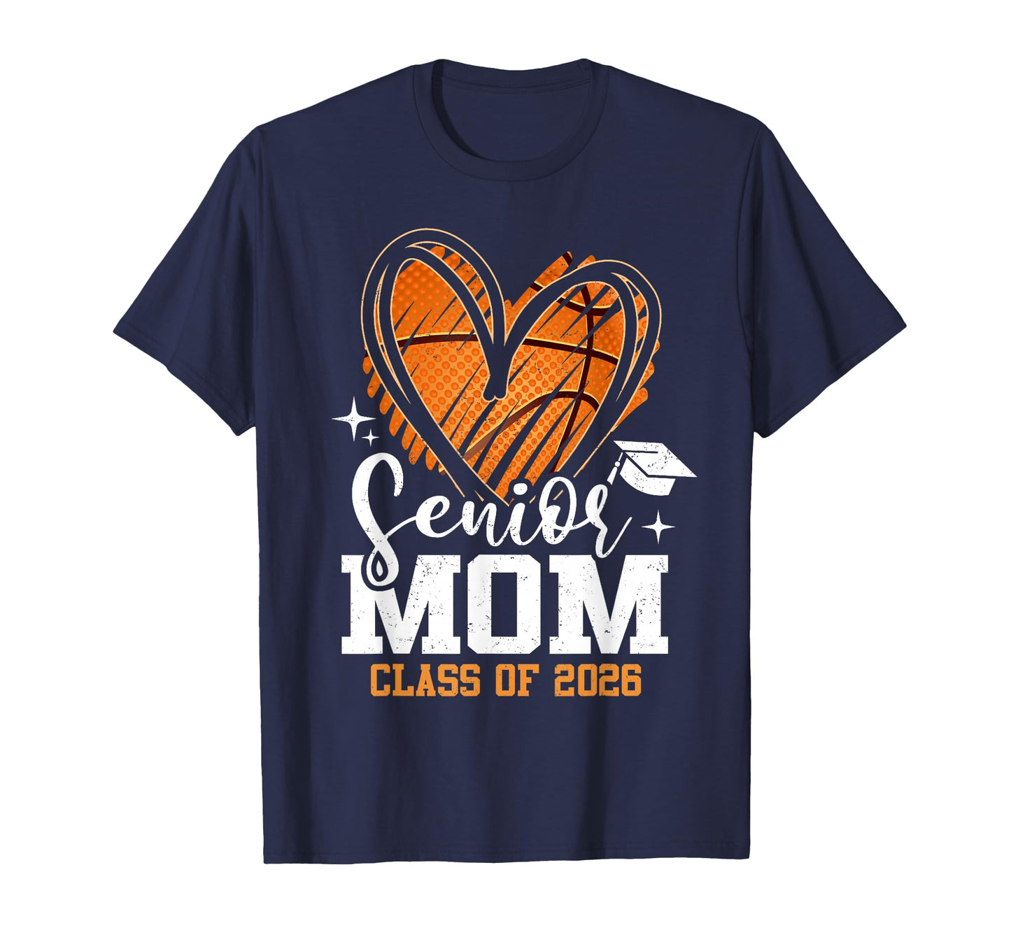 Proud Senior Mom Class of 2026 Basketball Graduate Heart T-Shirt