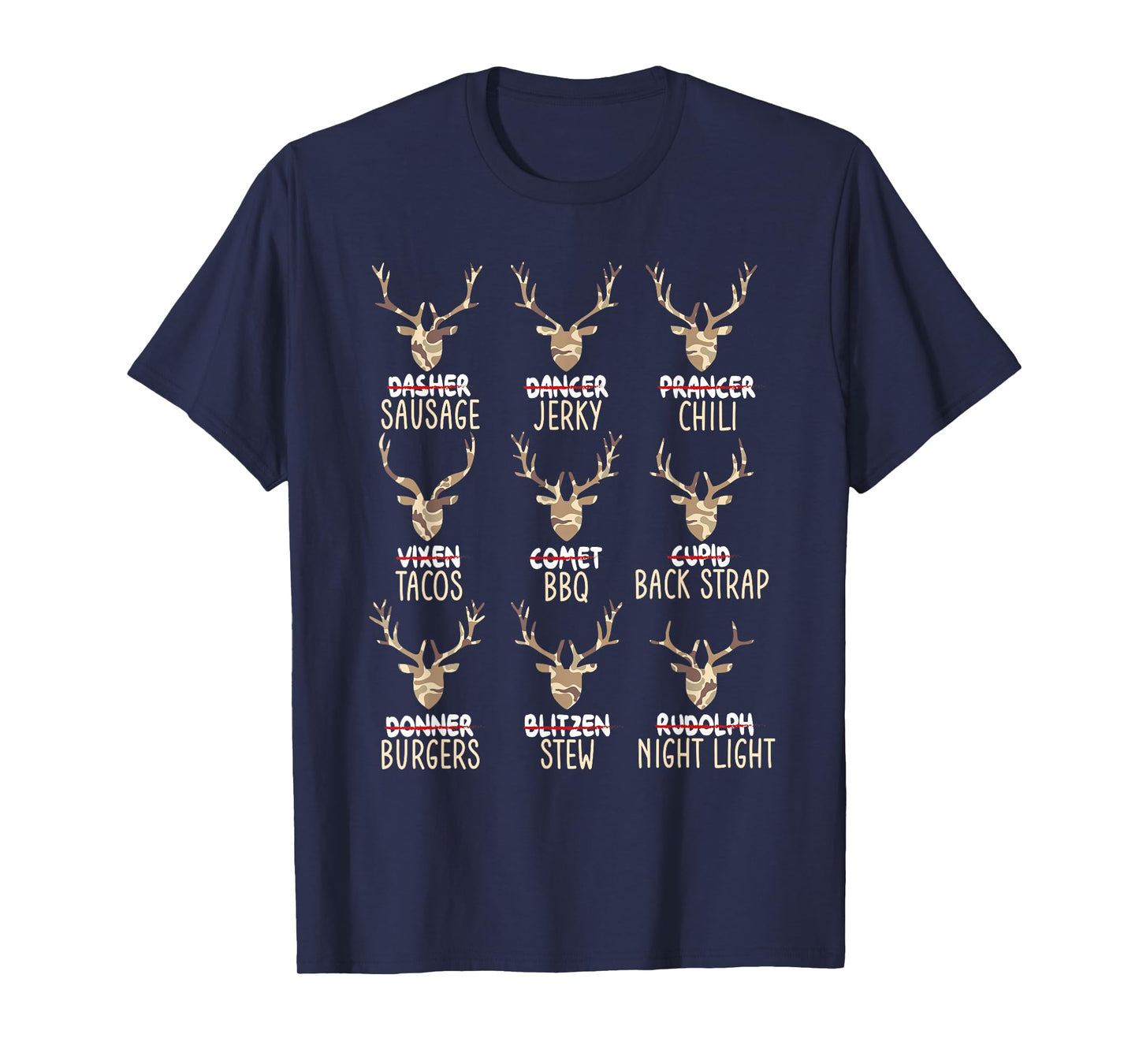 Funny Christmas Deer Hunting Hunters All of Santa's Reindeer T-Shirt