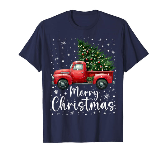 Merry Christmas Red Truck Family Matching Christmas Pajamas T-Shirt